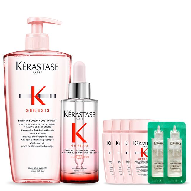 [Kerastase][Jang Won-young 2 Step Scalp Strengthening Set] Bang Genesis Shampoo 500ml &amp; Genesis Scalp Ampoule 90ml Duo [4 types of travel shampoos + 2 additional types of scalp ampoules provided]