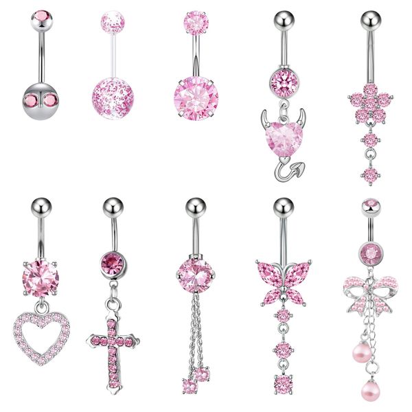 TYXHXTF 10 Stück Bauchnabelpiercing, Piercing Schmuck, Bauchpiercing Piercing Bauchnabel Schmuck, Herz Schmetterling, Schmetterling Herz, Nabel Ringe