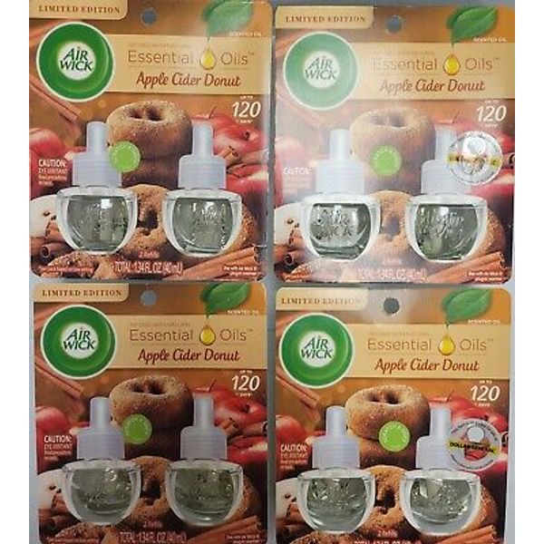 4 Packs AirWick Limited Edition Apple Cider Donut 2Pk Scented Oil Refill Plug In