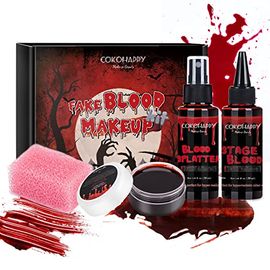  All In One Makeup Kit - 1 Count - Includes Makeup Tray, Cream  Makeup Tube, Stage Blood, Makeup Sticks, Glitter Gel, Scar Wax, Tooth Wax,  & Stipple Sponge Applicators - Perfect