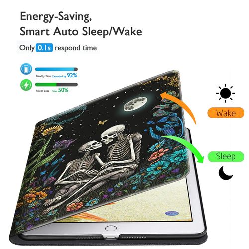 Case for Kindle Paperwhite 12th Generation & Kindle Colorsoft Signature Edition 2024 7 inch Lightweight Smart Case Adjustable Stand Protective Cover with Auto Wake/Sleep - Skull Love Flower Moon
