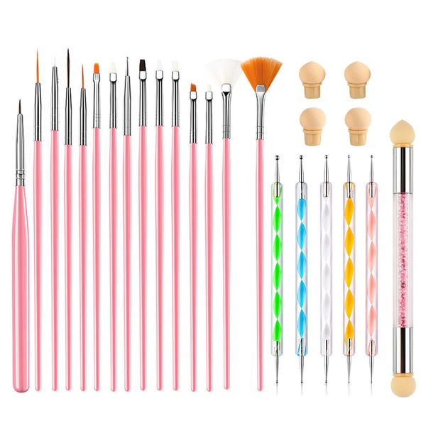 SHULLIN 21 Pcs Nail Brush Set Gel Nail Brush Set Nail Art Line Brush Set Nail Liner Brush Set for UV Use Nail Tool Gel Nail Painting Brush Nail Art Brush Easy to Use