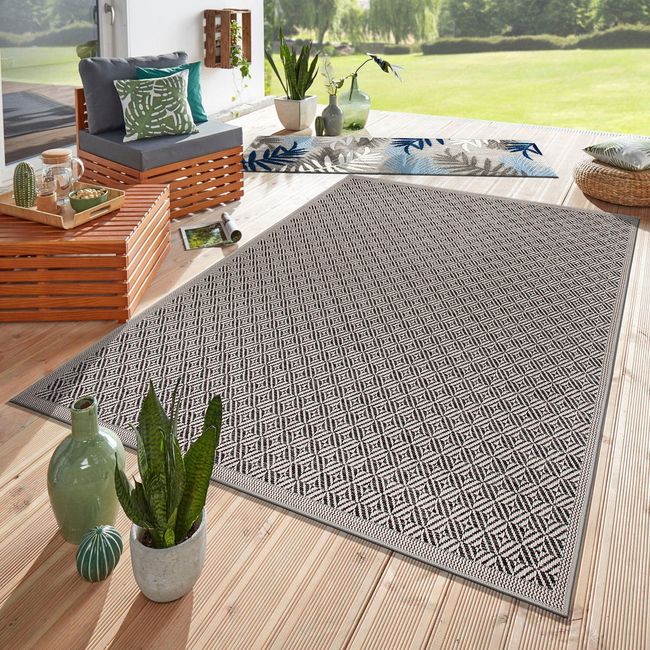 Rugshop Outdoor Rug 5x7 Geometric Border Indoor/Outdoor Carpet Exterior Carpet