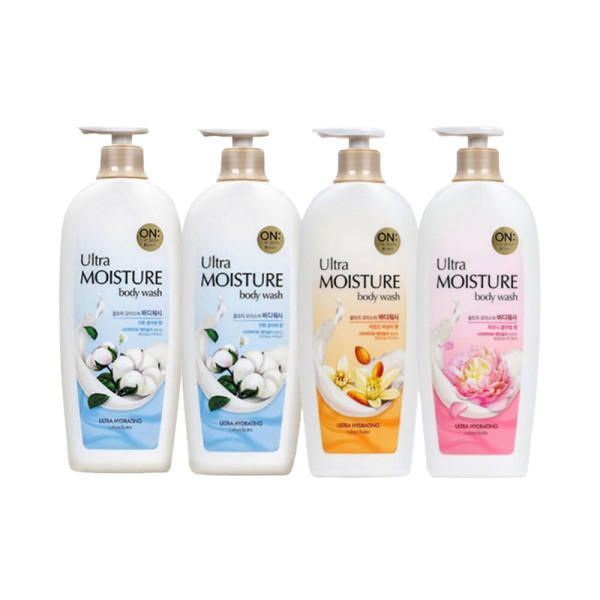 On the Body Ultra Moisture Body Wash 785ml x 4 (2 Cotton Almond Peony)