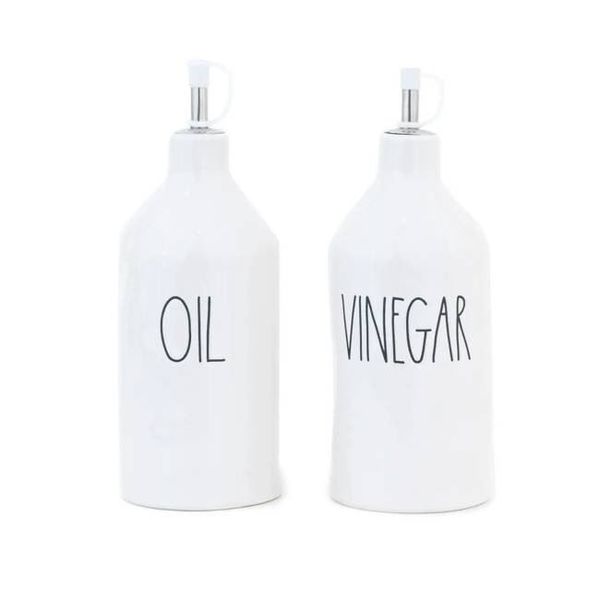 Rae Dunn Artisan Oil & Vinegar Cruets, Set of 2