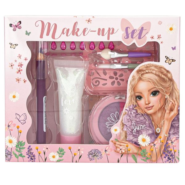 Depesche TOPModel Summer Feeling 13167 Make-Up Set Purple and Pink with Make-Up Pen, Glitter Gel, Decorative Stones and Much More, Includes Brush and Applicator