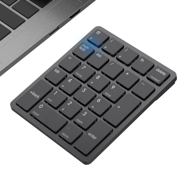 havit Bluetooth Number Pad Wireless Numeric Keypad Numpad 26 Keys Portable Mini Financial Accounting Rechargeable Numeric Pad for Laptop Desktop, PC, Surface Pro,Notebook (Black)