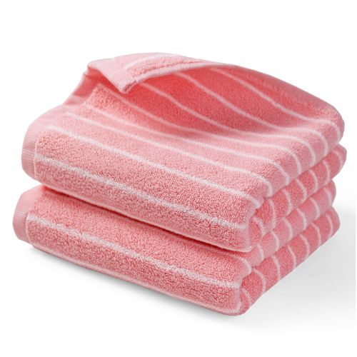 Hand Towels Luxury 2 Pack - Pink & White Striped Bathroom Towels for Girls Women Mom Daughters Gifts, Softer and More Durable After Wash, Cotton, 14” x 29”
