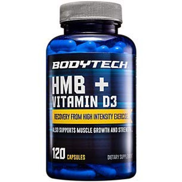 BodyTech HMB + Vitamin D3 - Supports Muscle Growth and Strength (120 Vegetable Capsules)