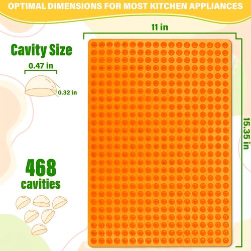 DIMROM 468-Cavity Mini Silicone Dog Treat Molds - Orange Semi Sphere Silicone Molds for Treats
