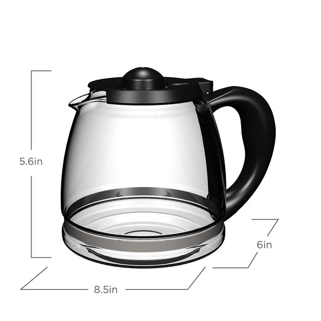 Black & Decker Coffee Pot Replacement Glass Carafe 12 Cup Black Lid Handle