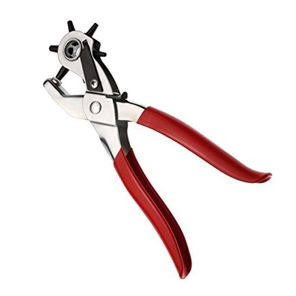 BlueSunshine Heavy Duty Leather Hole Punch Toolfor Belts, Watch Bands, Dog Collars, Saddles, Fabric, DIY Home or Craft Projects. – Revolving For Quick Size Adjustment Plier – 6 Sizes Puncher