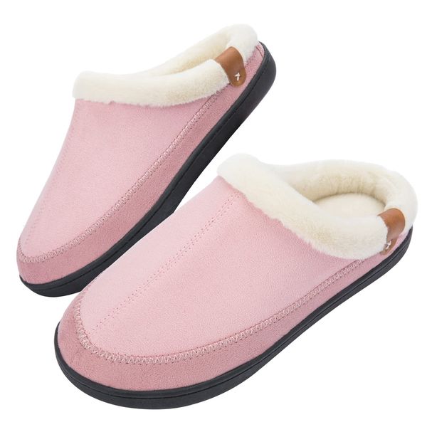 Ducan Room Shoes, Women's Slippers, Indoor Shoes, Silent, Lightweight, Washable, Slippers with Boa, Winter, Cold Protection, Warm, Anti-Slip, Room Slippers, Warm, For Guests, Pink