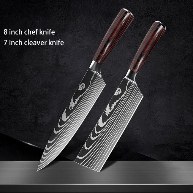 Kitchen Knife Set 5 inch 7 inch 8 inch Stainless Steel Chef Knives Damascus Laser Japanese Knives Utility Slicing Butcher Knife Chinese Meat Cleave