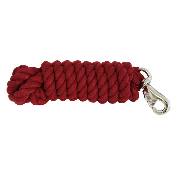 10 Foot Cotton Lead Rope with Bull Snap Burgundy