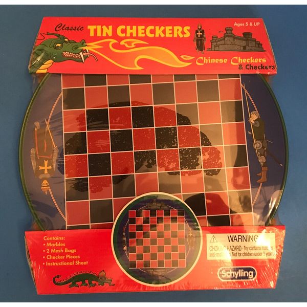 Schylling Toys NEWChinese Checkers & Checkers Games 2-In-1 Tin W/ Glass Marbles