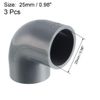 sourcing map PVC Pipe Fitting 25mm Slip Socket 90 Degree Elbow Coupling Connector Gray 3Pcs