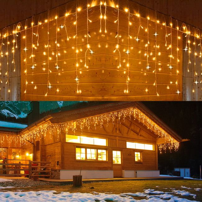 cshare LED Illumination Lights, 200 LED String Lights, Icicle Lights, Veranda Lights, Icicle Lights, 8 Light Patterns, Memory Memory, Timer Function, LED Illumination Lights, Christmas Ornaments,