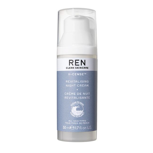 REN Clean Skincare - V-Cense Revitalizing Night Cream - Antioxidant Face Moisturizer with Vitamin C, Smooths Fine Lines, Cruelty-Free & Vegan