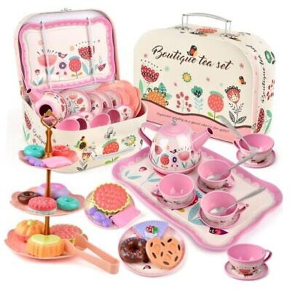 Tea Party Set for Little Girls, Flower Tea Set Toys for Girls Flower Teapot Set