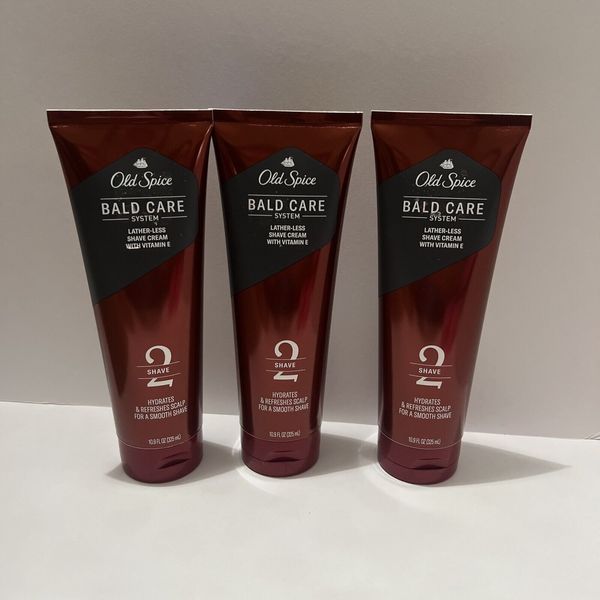 LOT OF 3 Old Spice Men's Bald Care System STEP2 Shave Cream Vitamin E 10.9oz New