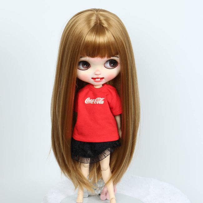 Linfairy 9-10 inch Doll Long Wig Straight Long Hair (Light Brown)