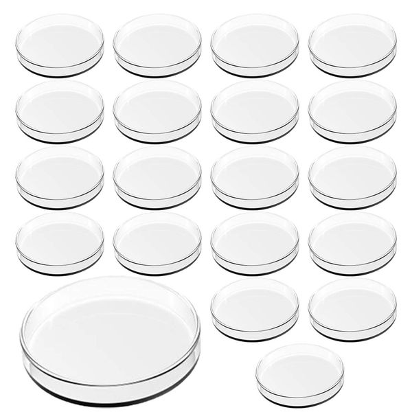 HIRAISM Petri Dish, Plastic Petri Dish with Lid, Laboratory Supplies, Disposable, Clear, Set of 20 (3.5 inches (90 mm)