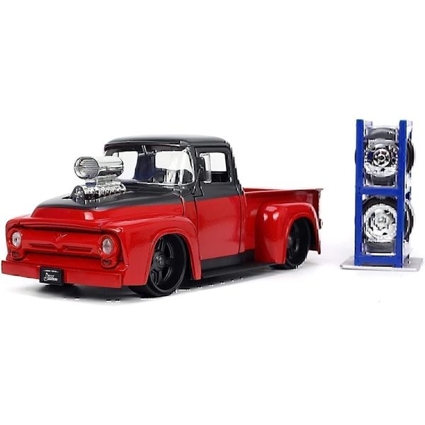 Jada Toys Just Trucks 1:24 1956 Ford F-100 Pickup Truck Red/Dark Gray with...