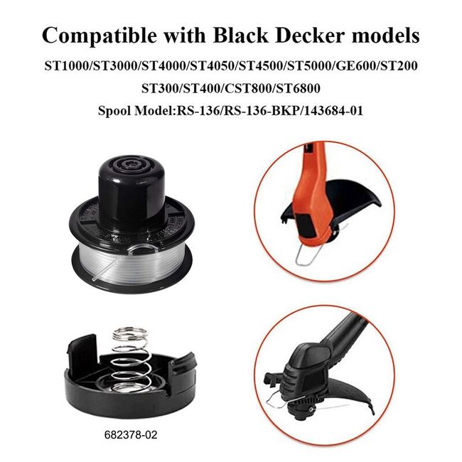 Bump Cap + Spool For Black & Decker ST4000,ST4050,ST4500,682378-02 Trimmer  Parts