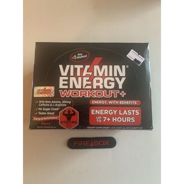 Vitamin Energy Workout+ Berry Energy Drink Shots 12 1.93oz Bottles New Sealed