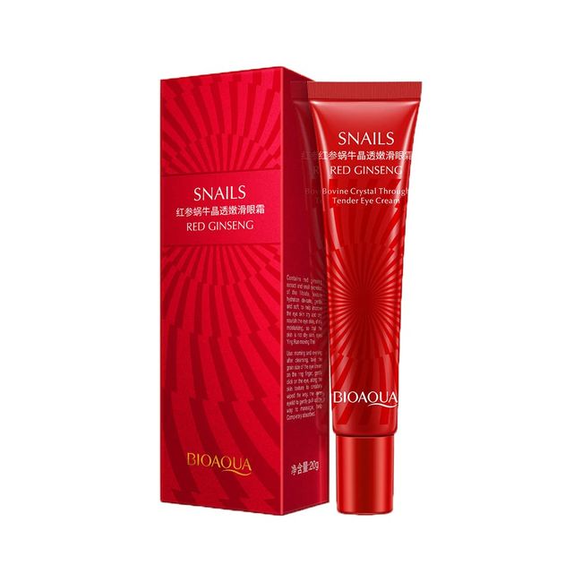 BIOAQUA Red Ginseng Eye Cream Snails Bovine Crystal Through Tender Soft Skin Hydrating and Moisturising Effect Care for Skin Blooming Eyes Tight Firmer Gently Cleans Removes Dirt Oil 20g