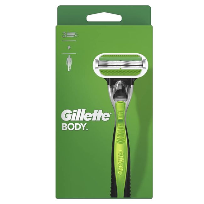 Gillette Body Rasierer Herren, Körperrasierer + 1 Rasierklinge mit 3-fach Klinge, Aufladbar, Grün