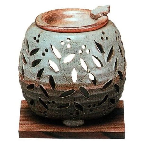 Tokoname Ware Stone Dragon Kiln Kiln 38-10 Tea Incense Burner with Cedar Plate Diameter 3.9 x 3.9 inches (10 x 10 cm)