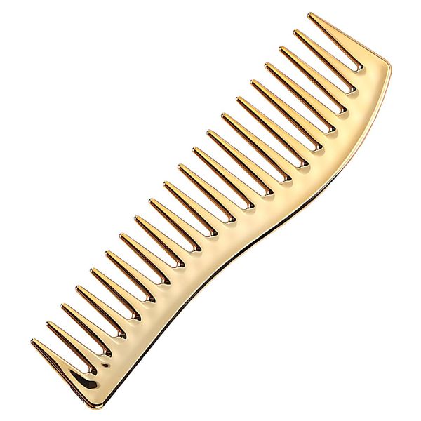 YOCDNOV 1Stück flacher Kamm- Hai Zahnkamm, Wide Tooth Comb, Comb for Rurly Hair, Afro Kamm, Antistatisch Kamm für für Home Salon Friseurkamm, für Verschiedenen Arten Von Haaren Haarkamm（Gold）