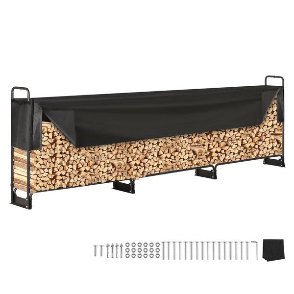 12.7 FT Outdoor Firewood Rack with Cover Firewood Holder 152"x14.2"x46.1"