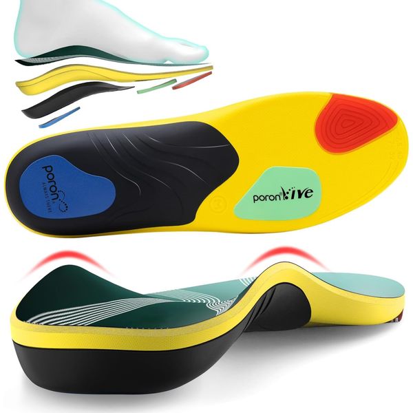 Insole (Improved Version) Anti-fatigue, Shock Absorption, Standing Work, Sports Footwear, Insole (Reduces Foot Strain, Arch Support, Human Body Engineering), Arch Insole, Memory Foam Cushion,