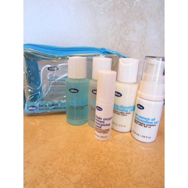 BLISS FACE VALUE 5 PIECE TRAIL+TRAVEL SKINCARE ESSENTIALS KIT