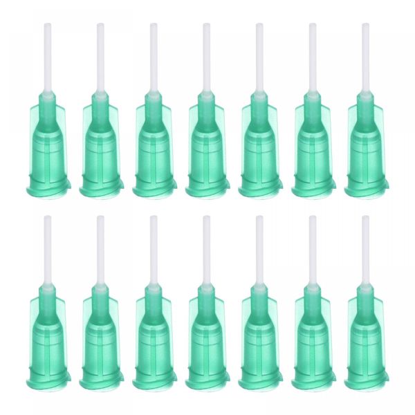 uxcell 18G Dispensing Needles Glue Needle Tubes Dispensing Needle Quantitative Dispense Needle PTFE Dull Tips with PP Needle for Liquid Glue Guns, 13 mm, Green, 50 Pcs