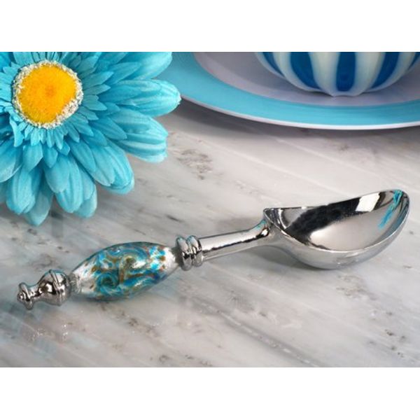 FavorOnline Stunning Murano art silver and teal ice cream scoop From