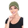 C.C BeanieTail Warm Knit Messy High Bun Ponytail Visor Beanie Cap, Olive