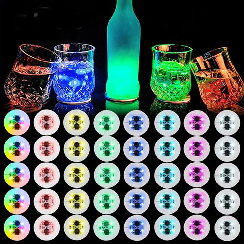 LED Coaster, 40 Pack Light Up Coasters for Drinks,8 Colors Led Bottle Light Sticker Coaster Lights,LED Bottle Lights for Liquor Bottles,Club,Party,Wedding,Bar Decor(8 Colors)