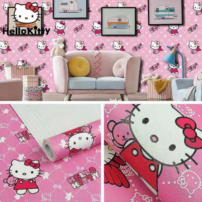 Y2k Sanrio Cartoon Hello Kitty Wallpaper For Kids Room Kawaii