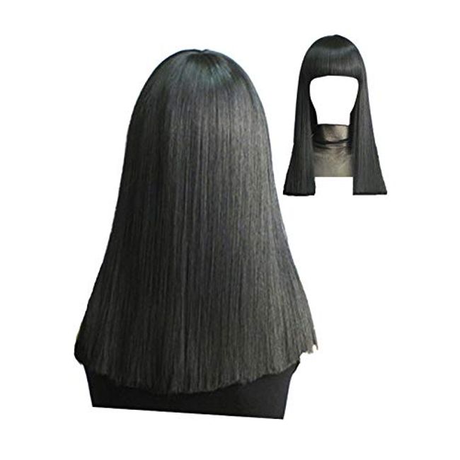 Island Wig W9396 Cleopatra Style Full Wig, 19.7 inches (50 cm), Medium Straight, Semi-Long, Wig, Cosplay, Disguise, Women's Black