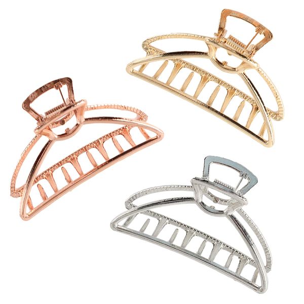 MITUKE Hair Clips, Hair Catch, Triangular, 3 Pieces, Strong, Can Be Used For Dense Hair, Silver + Gold + Rose Gold