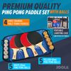 JOOLA Family Premium Table Tennis Bundle Set - 4 Regulation Ping Pong Paddles, 10 Training 40mm Ping Pong Balls, and Carrying Case - For Training and Recreational Play - Indoor and Outdoor Compatible