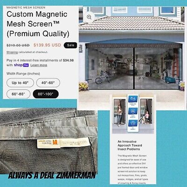 Garage Door Magnetic Mesh Screen 7 ft Patio Mosquito Net Pet Door Lanai Screen