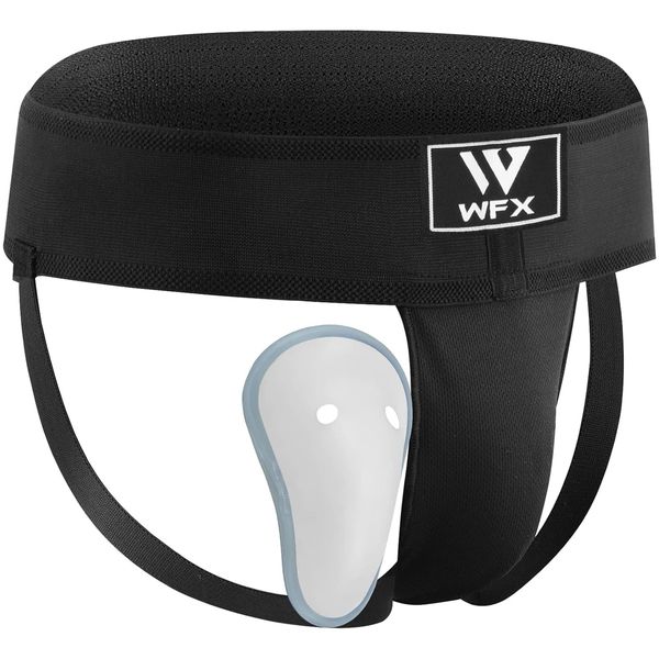 WFX Groin Guard for Boxing Kickboxing and MMA Fighting Muay Thai Abdominal Adjustable Sparring Groin Protector Jockstrap Taekwondo Karate Training Underwear for Martial Arts Jiu Jitsu BJJ (S)