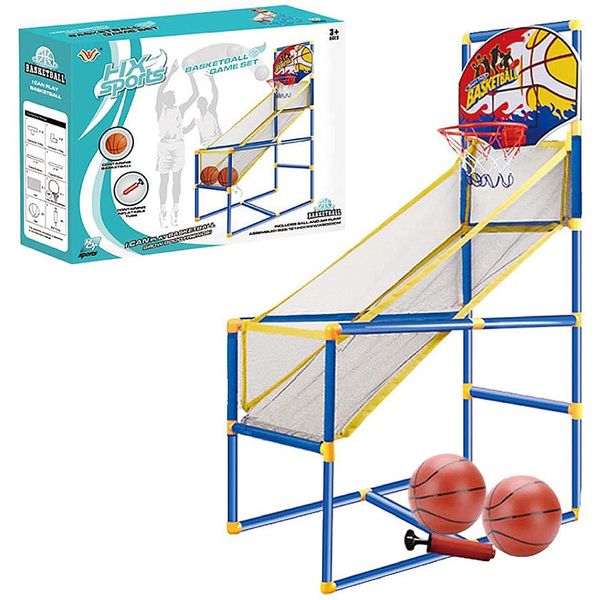 koolbitz Kids Basketball Arcade Game 2-in-1 Basketball Hoop Set, Hangable To Door PVC Backboard Shatterproof Backboard Novelty with Pump Ball Hanger Durable Design Indoor & Outdoor Game