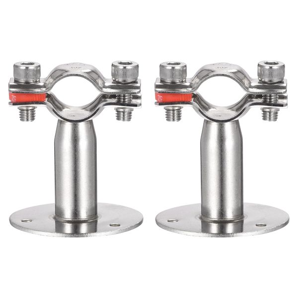 sourcing map Wall Mount Ceiling Mount Pipe Support, 304 Stainless Steel Adjustable Pipe Strap Clamp for 19-22mm Pipe 2pcs