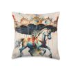 Horse With A Carousel. Horse On Carousel Ride Throw Pillow